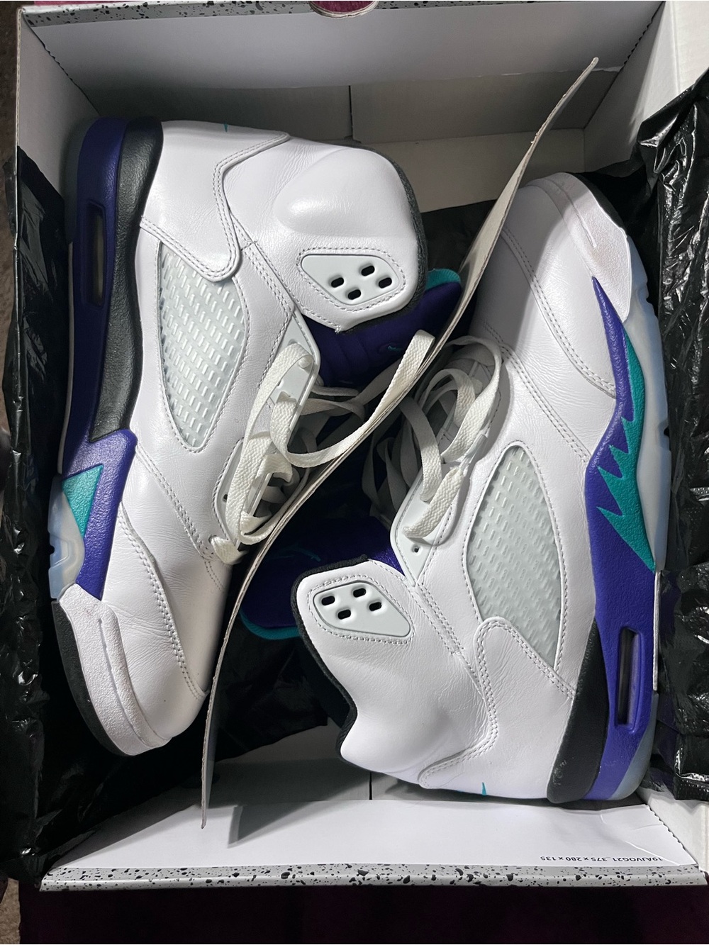 Jordan Men’s White Sneakers with Purple and Teal Accents